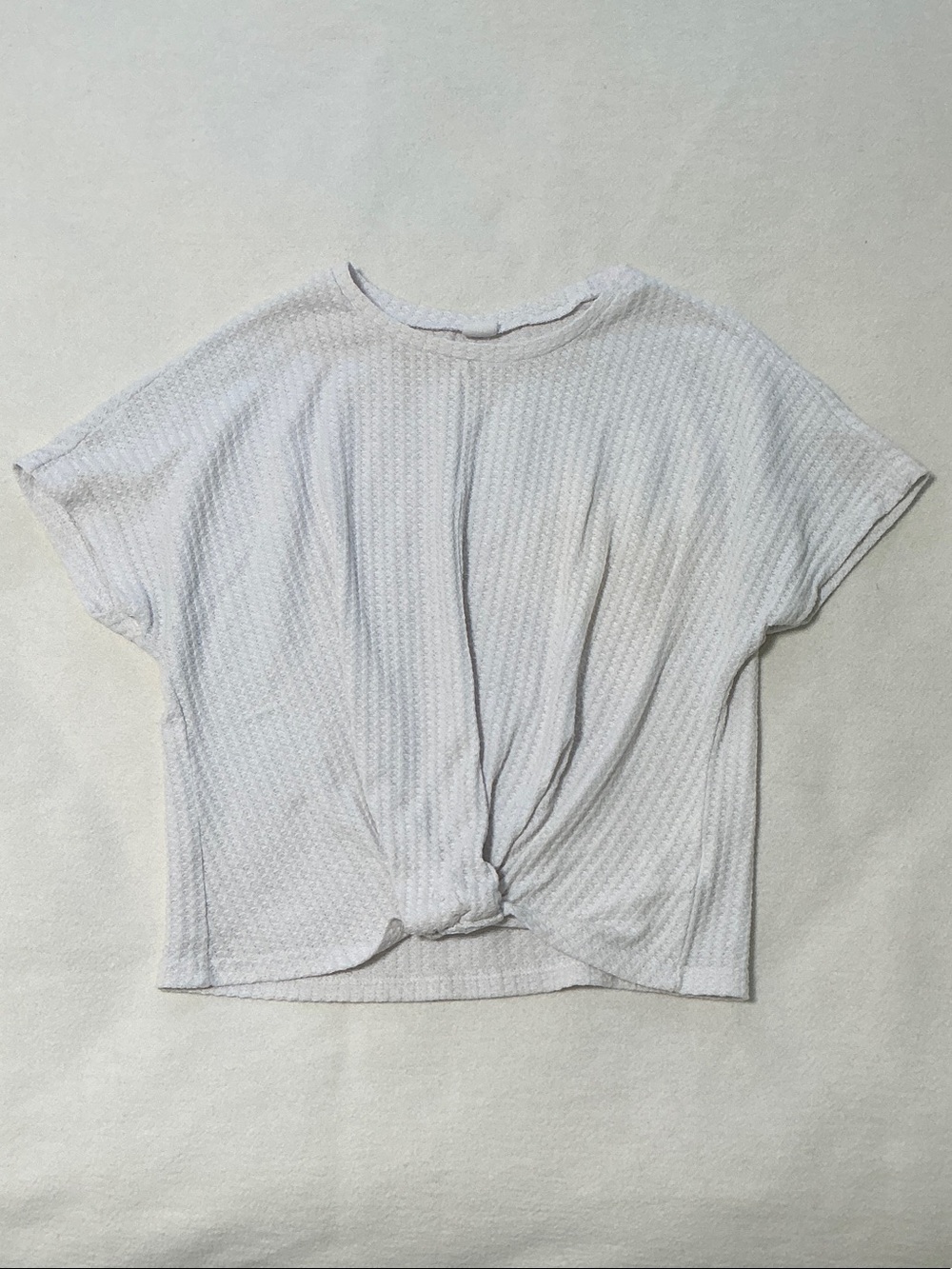 SHEIN White Short-Sleeve Knit Twist-Front Tee